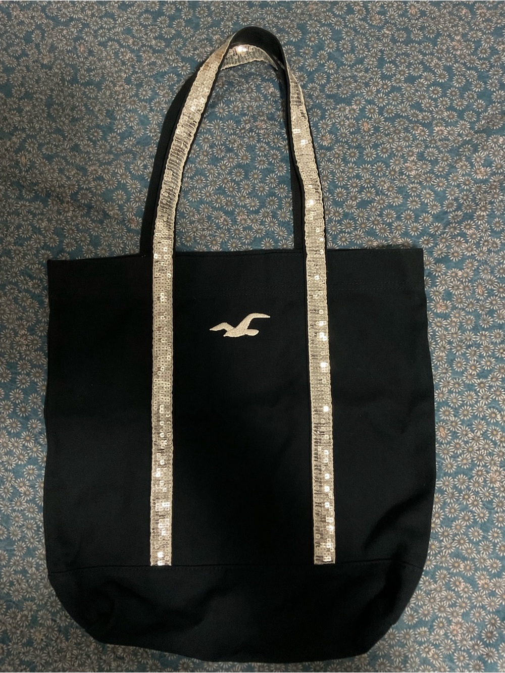 Hollister Black Tote with Gold Sequin Straps